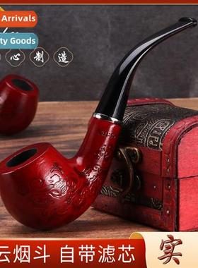 New gift box solid wood pipe Smooth red plus ring removable