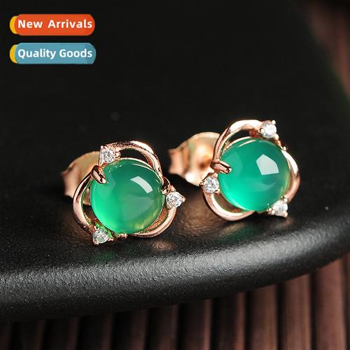 n diamd-set zircia chrysoprase earrings female retro green a