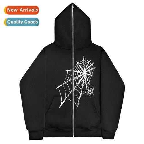 dark Y2k spider web casual sweatshirt men  women hoodie goth