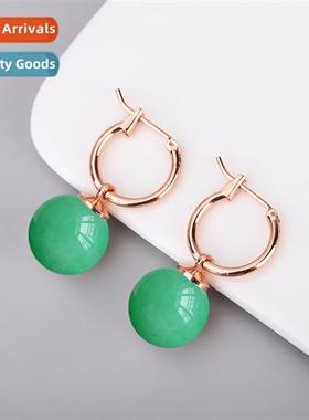 Natural Dgling jade earrings female chalcedy earrings buckle