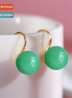 S925 silver natural dgling jade earrings female elegant chal