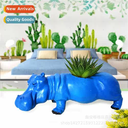 Succulent creative plastic flower pot simulati animal hippo