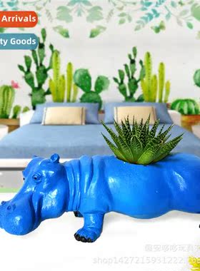 Succulent creative plastic flower pot simulati animal hippo