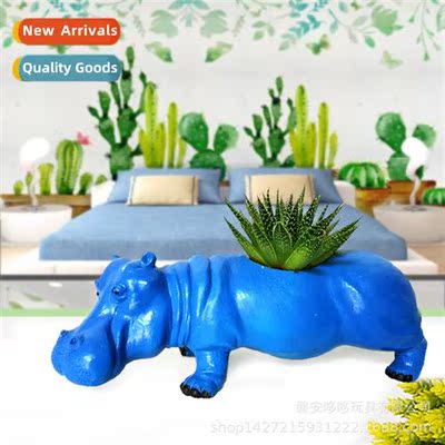 Succulent creative plastic flower pot simulati animal hippo