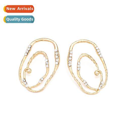 persalized fashi alloy wh rhineste circle earrings retro irr