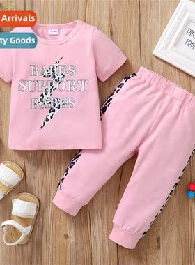 Girls Spring  Autumn 2021 new n letters printed short-sleeve