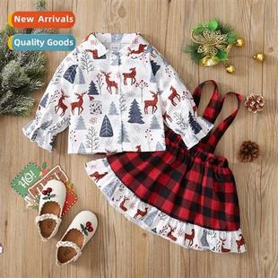 Christmas sleeved fall print new 2021 spring Girls