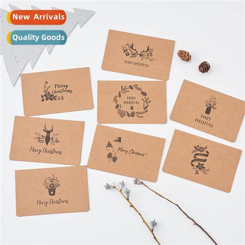 Vintage Kraft Christmas Greeting Card Blessing Thank You Car