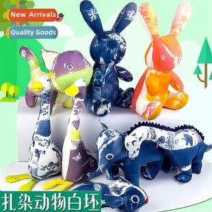 Tie-dye doll whe embryo hmade DIY cott material animal doll