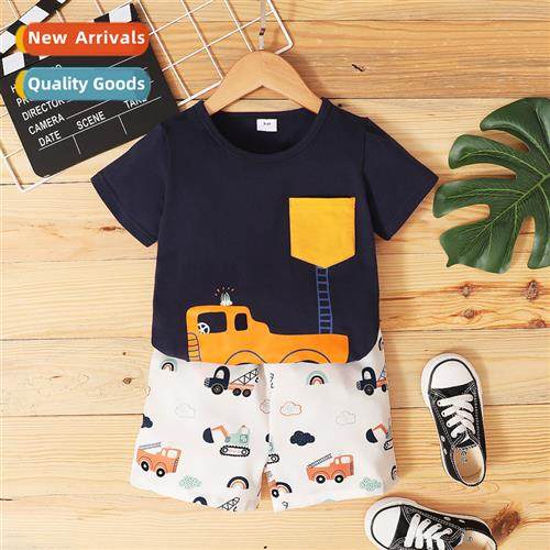 Boys spring  fall  2022 new n print short-sleeved top + car