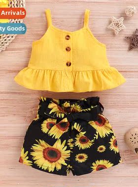 Girls spring  fall 2020 new n sleeveless halter top + floral