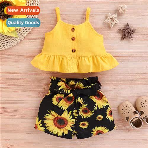 Girls spring  fall 2020 new n sleeveless halter top + floral