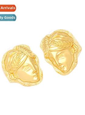 retro alloy earrings fashi niche s human face earrings bohem
