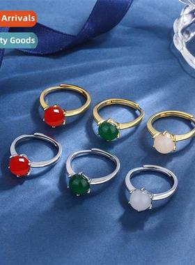 Vintage palace imati agate chalcedy ring female gift mom tem