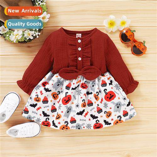 Girls Spring  Autumn 2021 new n cott  linen lg-sleeved middl