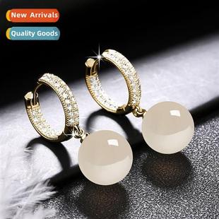 ear buckle temperament Natural earrings beads fashi agate