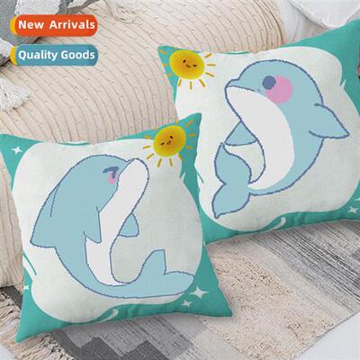 2022 cross stch pillow new thread embroidery carto dolphin c