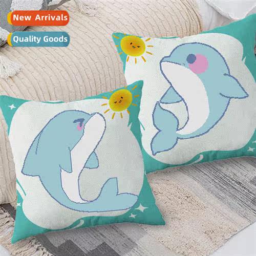 2022 cross stch pillow new thread embroidery carto dolphin c