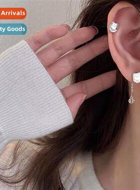 2021 new fortune cat back hanging earrings simple  sweet tem