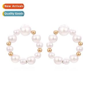 pearl earrings winter simple fall circle fashi New retro