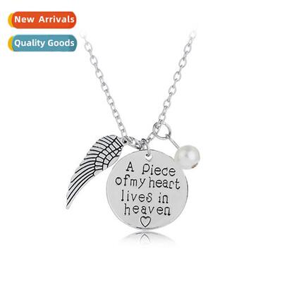 Fashi mogram necklace A   my heart lives in heaven pendant n