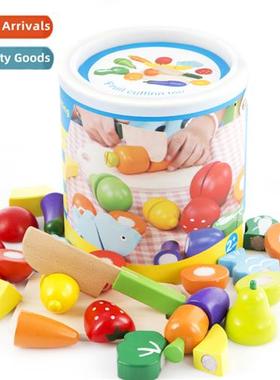 Childrens educatial home barrel wooden cutting fun toys simu