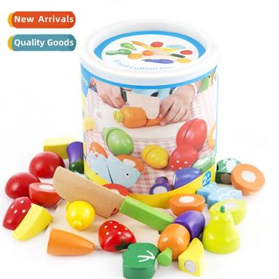 Childrens educatial home barrel wooden cutting fun toys simu