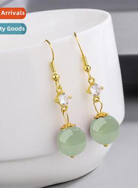Palace retro imati  field jade green jade zirc earrings fema
