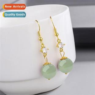 field jade green Palace earrings imati zirc fema retro