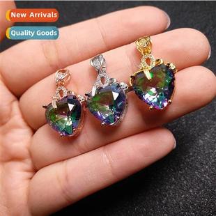 rainbow heart necklace fashi tourmaline seven imati womens