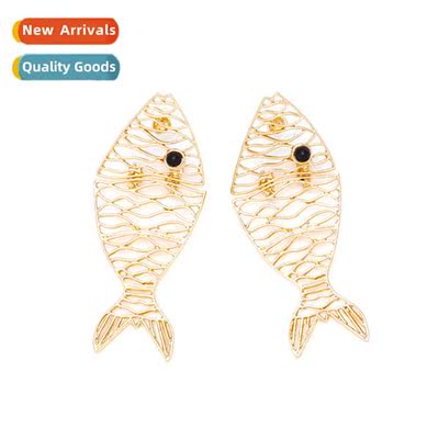 ZA persaly fashi creative hollow alloy tropical fish earring