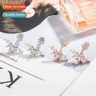 zircia earrings back fashi hanging gold diamd rose female