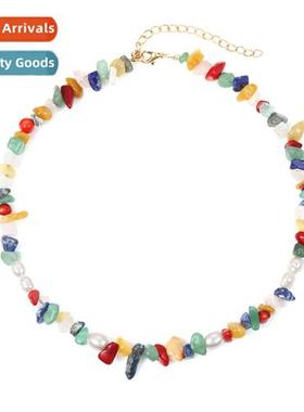 New simple turquoise necklace retro splicing pearl collarbe