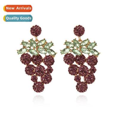 New creative colorful diamd fru earrings retro fashi metal e