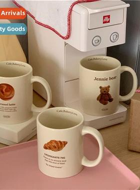 ins croissant bear mug high capacy milk cfee mug couple high