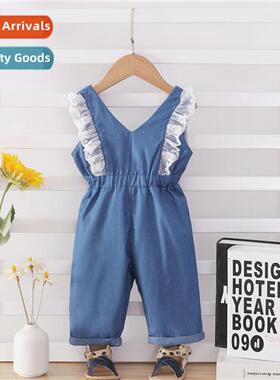 Girls childrens spring  autumn  2022 new n lace lace sleevel