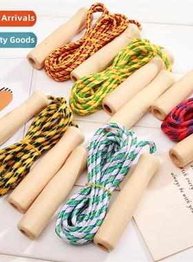 Wooden hle jump rope student jump rope cott rubber jump rope