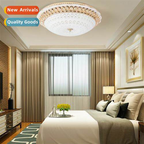 an style ceiling light led bedroom lamp gold round crystal l - 封面