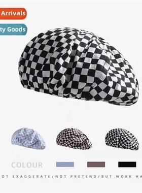 Simple checkerboard checker beret female Korean versi  Hundr