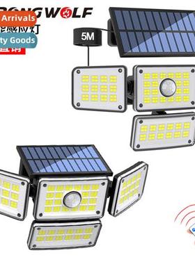 2023 new solar wall light four head rotating outdoor waterpr