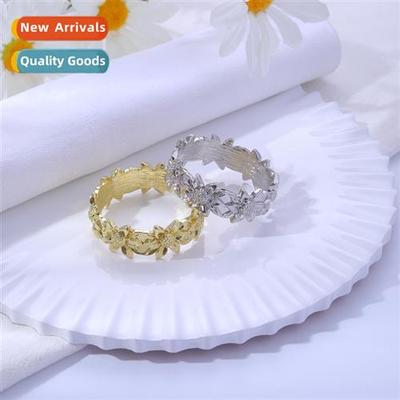 Japanese fresh and sweet sunflower alloy silver napkin buckl