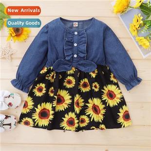 sunflower den winter sleeved print new 2020 fall Girls