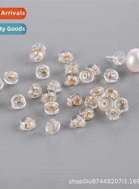 Transparent silice hamburger ear plugs fine needle wh K gold