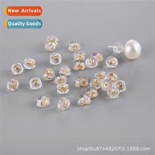 Transparent silice hamburger ear plugs fine needle wh K gold