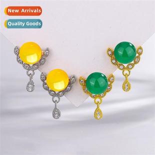 green agate earrings Natural zirc whe female carnelian blue