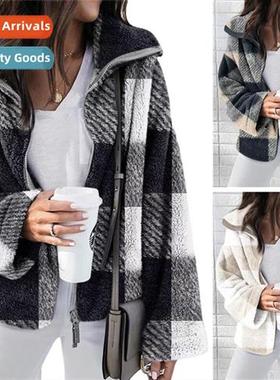 2022 fall  winter new shrimp skin double-sided plush plaid j