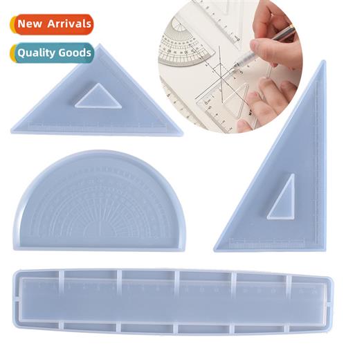 New crystal drip glue set  four straightedge protractor sili