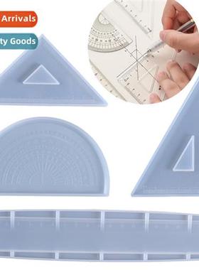 New crystal drip glue set  four straightedge protractor sili