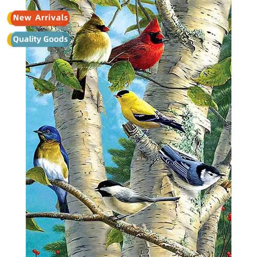 Bird diamd painting full  round diamd cross embroidery embro