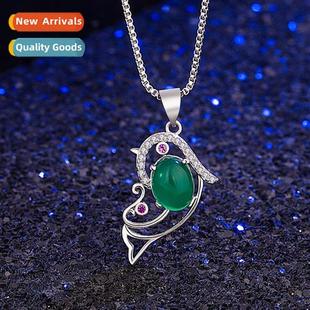 jasper green style female imati pendant Ethnic dolphin